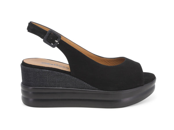 Melluso Sandali Casual Chic con Zeppa tomaia Camoscio Nero R80540-224874